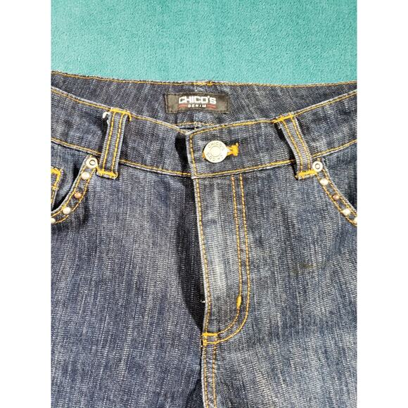 Chicos Jeans 0 US Size 4 Womens Blue Rhinestone Trim Stretch Mid Rise Bootcut - Picture 5 of 11